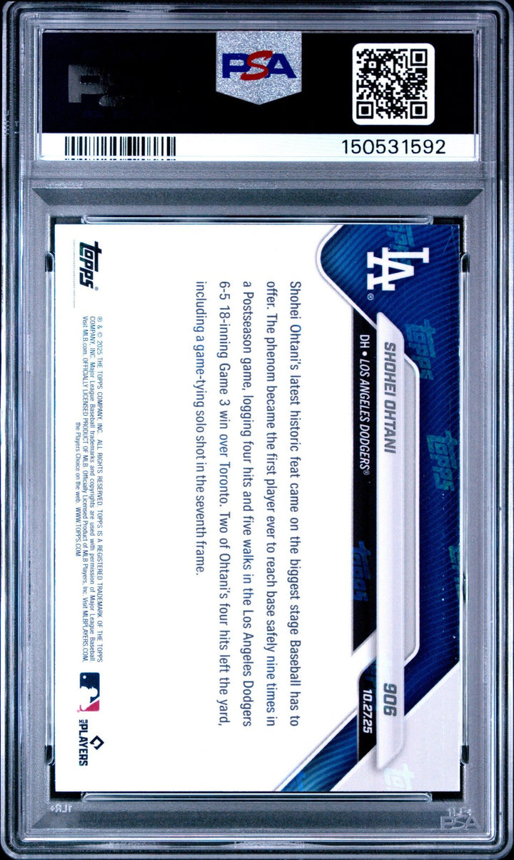Graded 2025 Topps Now Shohei Ohtani #906 Baseball Card PSA 10 Gem Mint
