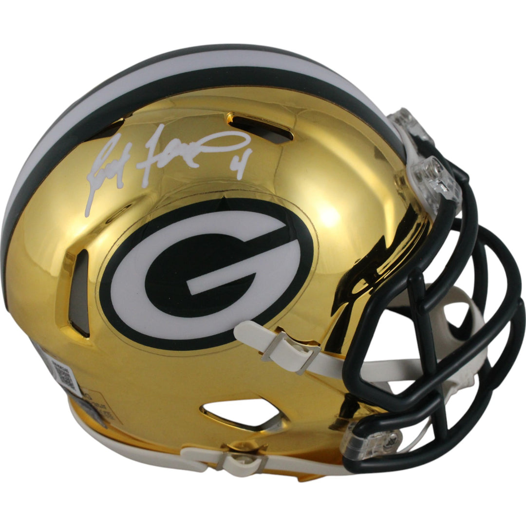 Brett Favre Autographed Green Bay Packers Chrome Mini Helmet Beckett 49220