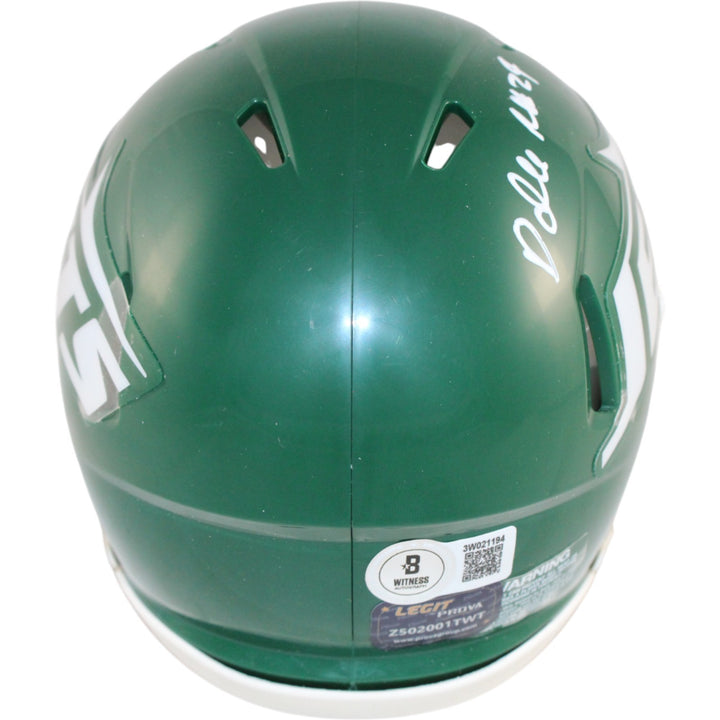 Darrelle Revis Autographed New York Jets TB Mini Helmet Beckett Witness 51442