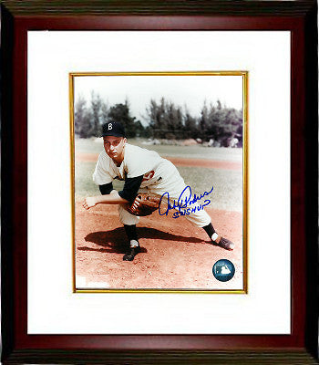 Johnny Podres signed Brooklyn Dodgers 8x10 Photo w/ 55 WS MVP insc Custom Framed