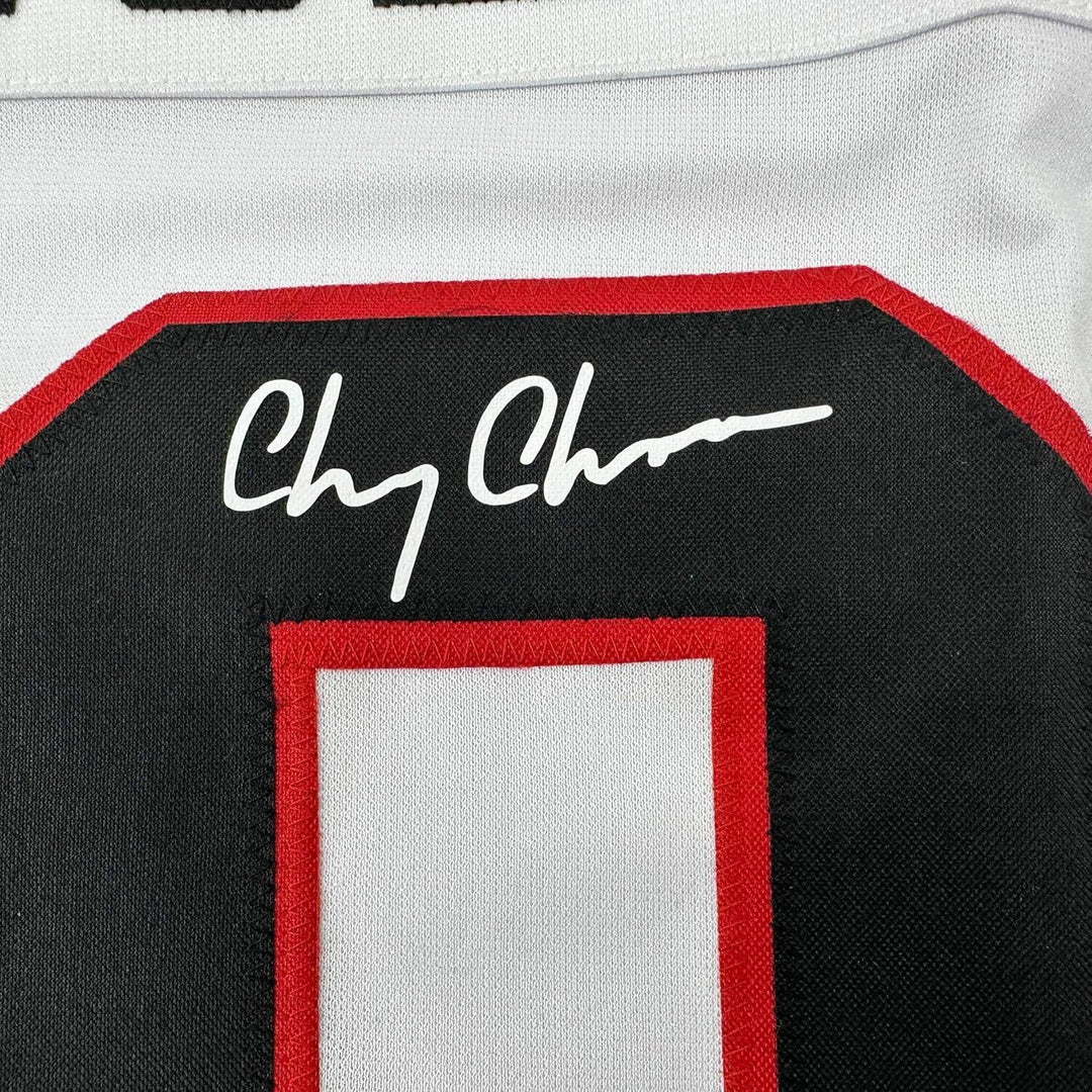 Framed Facsimile Autographed Chevy Chase 35x39 White Reprint Laser Auto Jersey