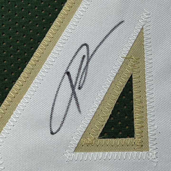 Framed Autographed/Signed Giannis Antetokounmpo 33x42 Green Jersey JSA COA