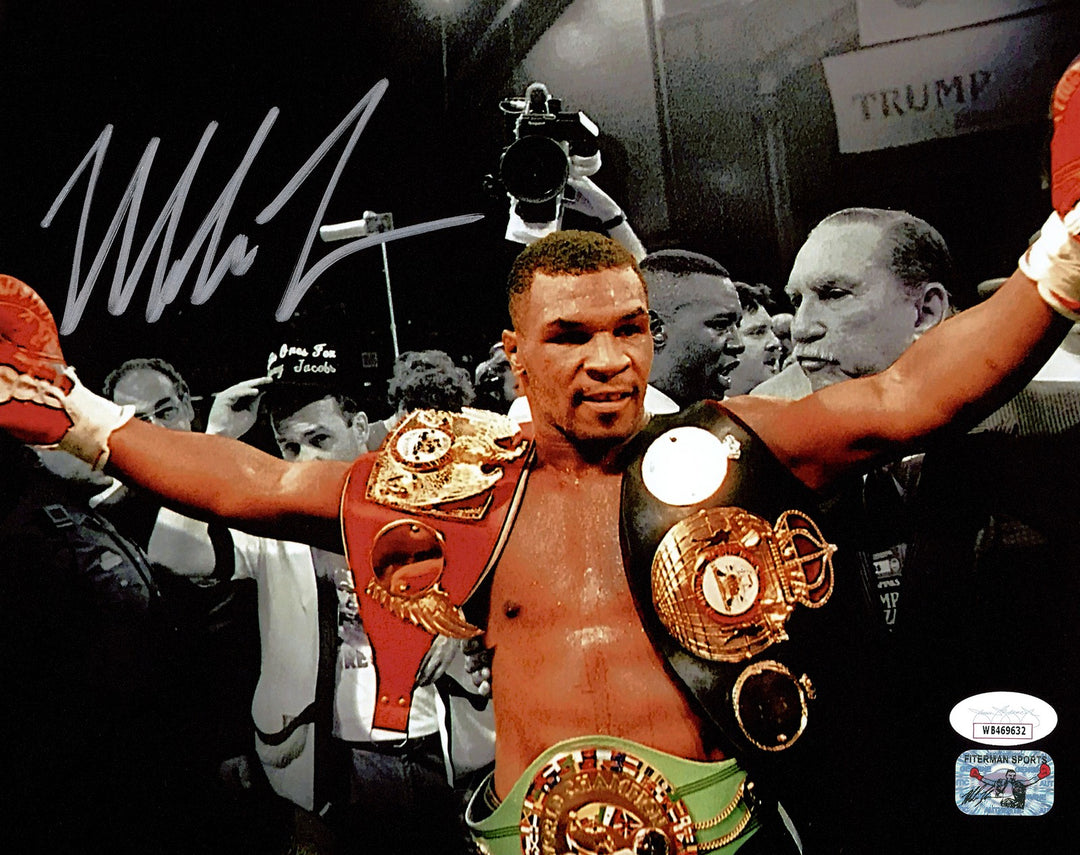 Mike Tyson Signed Framed 8x10 Photo Belts JSA