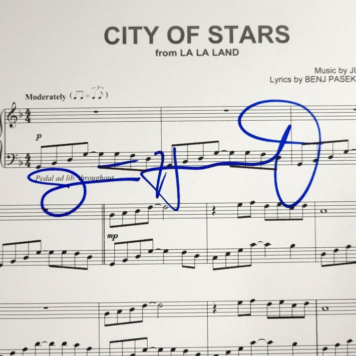 Justin Hurwitz signed La La Land "City of Stars" 8.5x11 music sheet Beckett BAS
