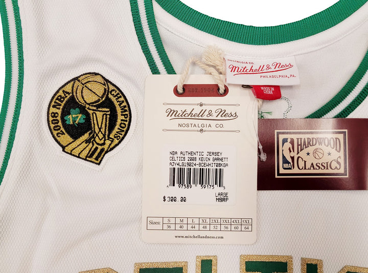 Boston Celtics Kevin Garnett Signed White & Gold Mitchell & Ness Hardwood