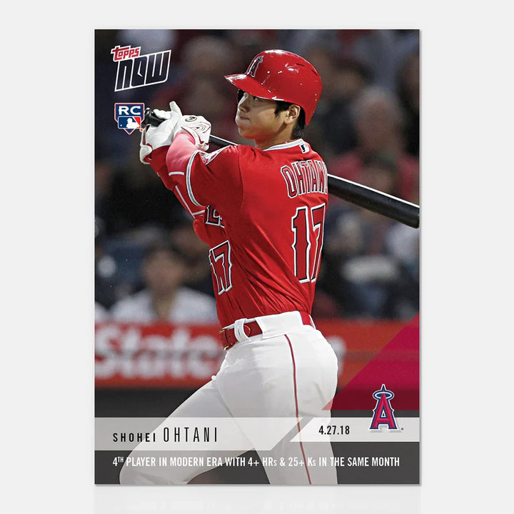 SHOHEI OHTANI 4th PLAYER THIS ERA 4+ HRs & 25+ Ks SAME MONTH TOPPS NOW CARD #136