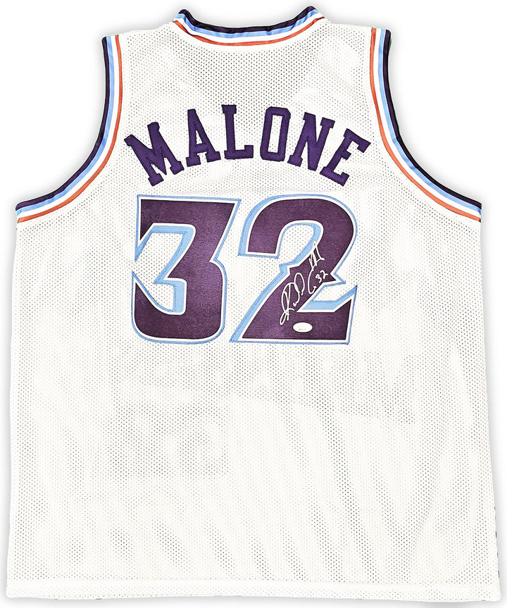 Utah Jazz Karl Malone Autographed Signed White Jersey JSA