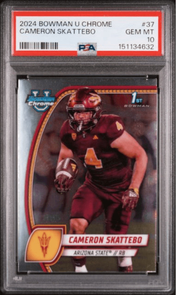 Graded 2024 Bowman U Chrome Cam Skattebo #37 Rookie RC Football Card PSA 10