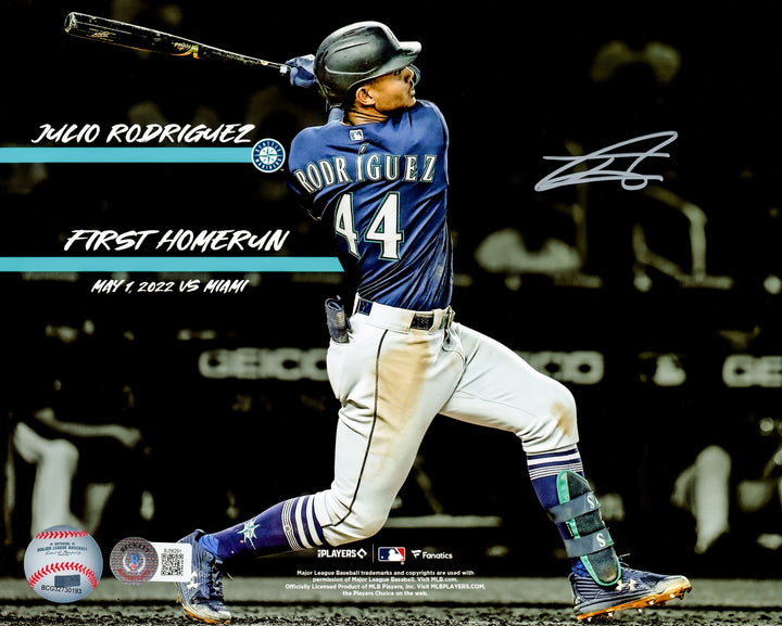 Julio Rodriguez Signed Framed 8x10 Photo Mariners 1st Home Run Beckett BAS QR