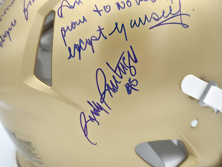 Ry Ruettiger Auto Notre Dame Fighting Irish Gold Full Size Helmet Movie Speech