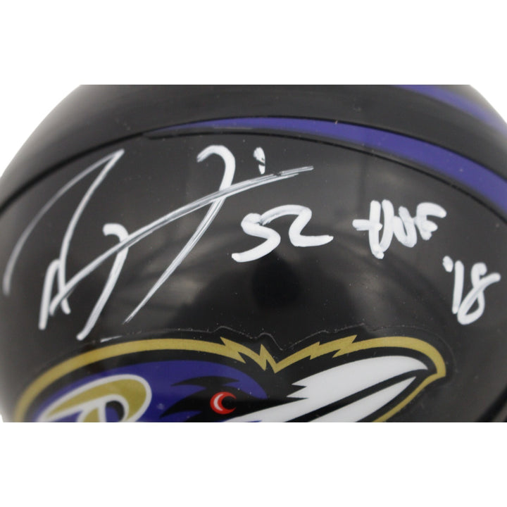 Ray Lewis Autographed/Signed Baltimore Ravens Mini Helmet HOF BAS 27182