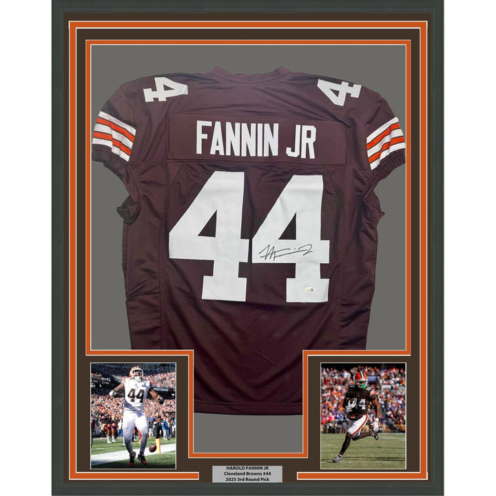 Framed Signed Harold Fannin Jr. 35x39 Cleveland Brown Jersey JSA COA