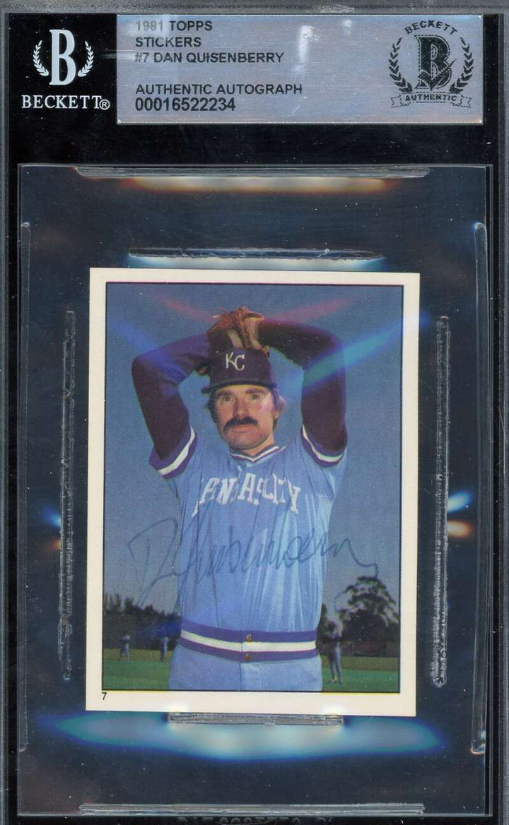 Dan Quisenberry Beckett BAS Signed 1981 Topps Stickers Autograph