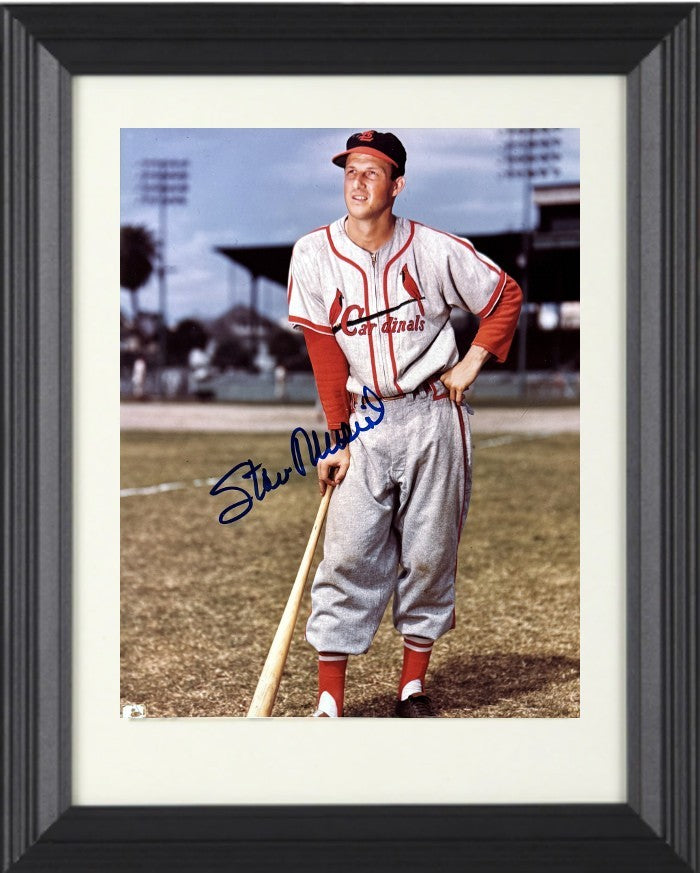 Stan Musial signed St. Louis Cardinals MLB 8x10 Photo minor dings Framed- COA