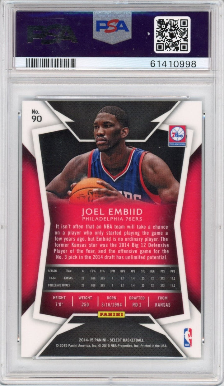 Graded 2014-15 Panini Select Joel Embiid #90 Rookie RC Basketball Card PSA 10