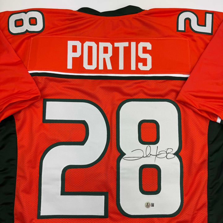 Autographed/Signed Clinton Portis Miami Orange College Jersey Beckett BAS COA