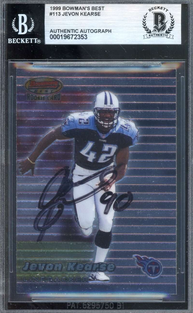Jevon Kearse Beckett BAS Signed 1999 Bowman's Best Autograph