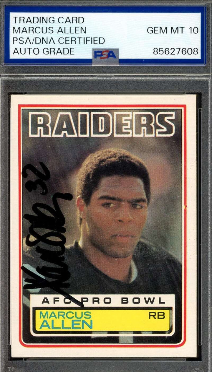 Marcus Allen Gem Mint 10 PSA DNA Signed 1983 Topps Rookie Autograph