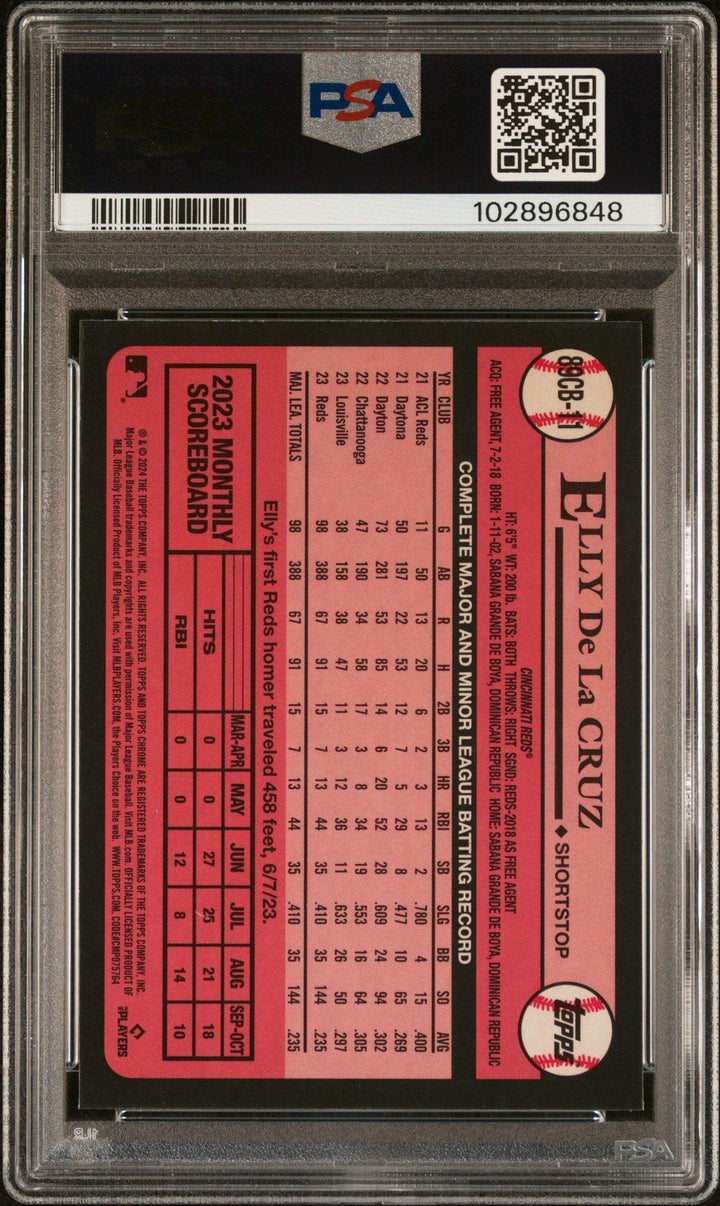Graded 2024 Topps Chrome Elly De La Cruz #11 1989 Topps RC Baseball Card PSA 10