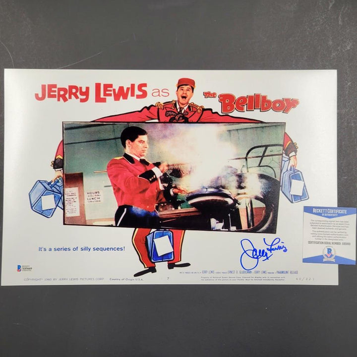 Jerry Lewis signed The Bellboy 11x17 poster photo autograph Beckett BAS COA