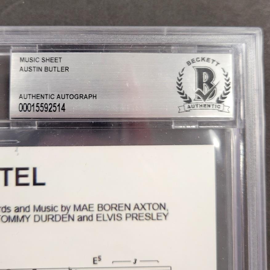 Austin Butler signed 8.5x11 Elvis Heartbreak Hotel song sheet (A) ~ Beckett BAS