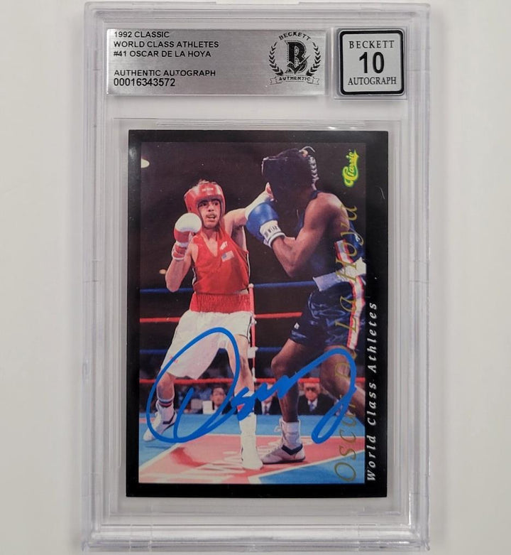 Oscar De La Hoya signed 1992 Classic World Class Athletes RC card ~ BAS 10 auto