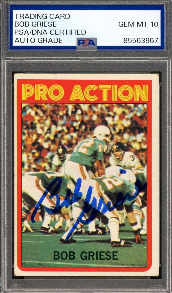 Bob Griese Gem Mint 10 PSA DNA Signed 1972 Topps Pro Action Autograph