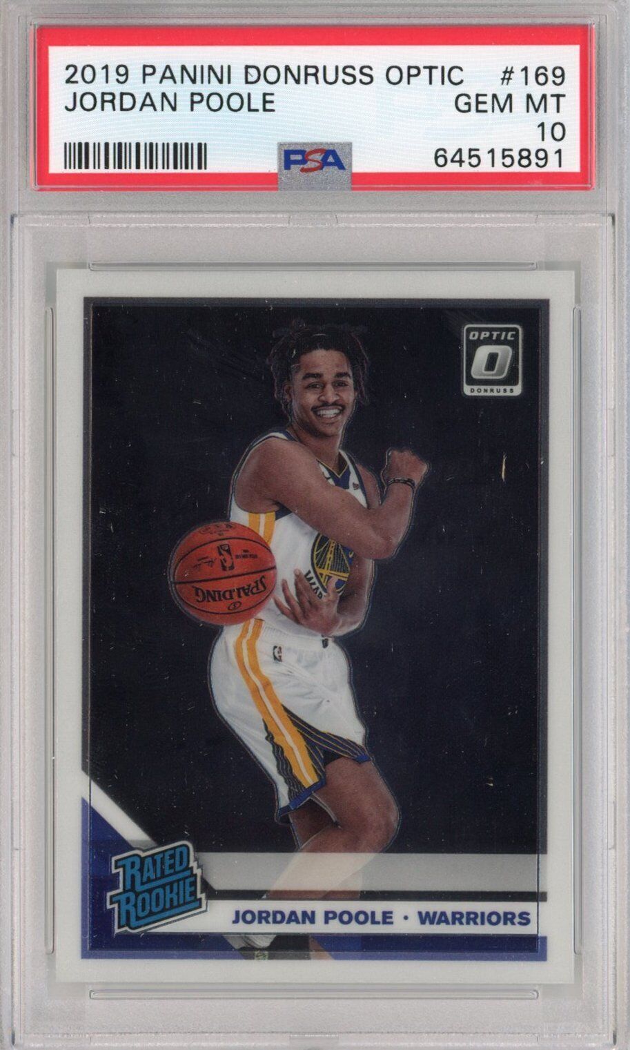 Graded 2019-20 Panini Donruss Optic Jordan Poole #169 Rookie RC Card PSA 10 Mint