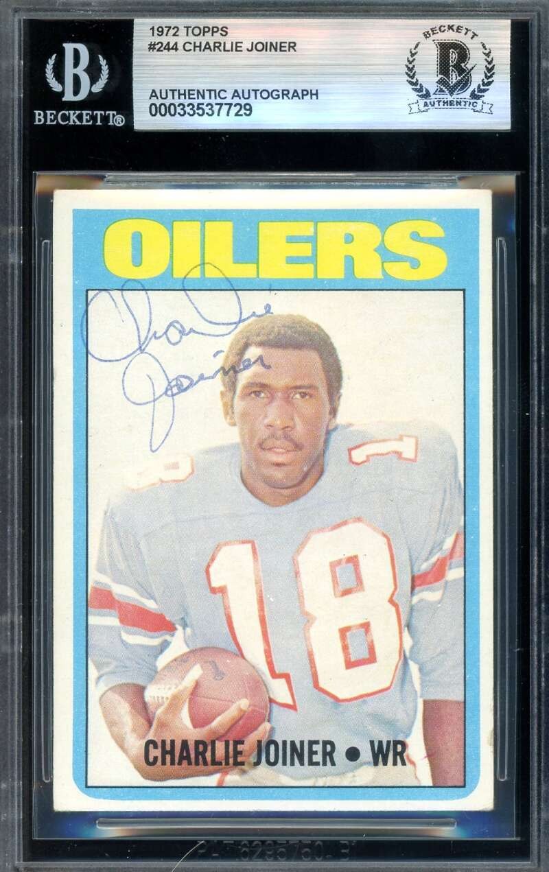 Charlie Joiner Beckett BAS Vintage Signed 1972 Topps Rookie Autograph