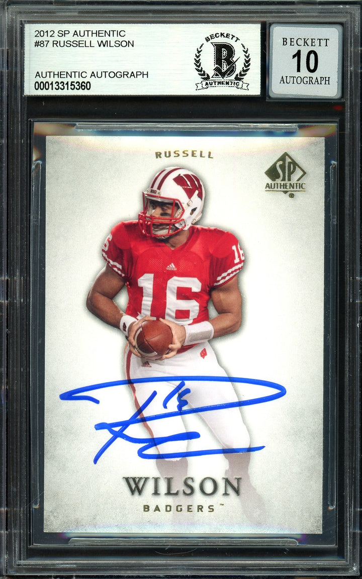 Russell Wilson Auto Signed 2012 SP Authentic RC 87 Seahawks Auto GM 10 Beckett
