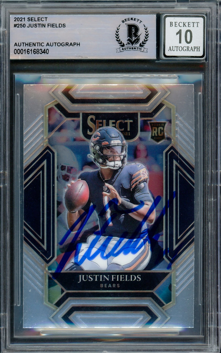 Justin Fields Signed 2021 Select RC #250 Chicago Bears Auto GM 10 Beckett