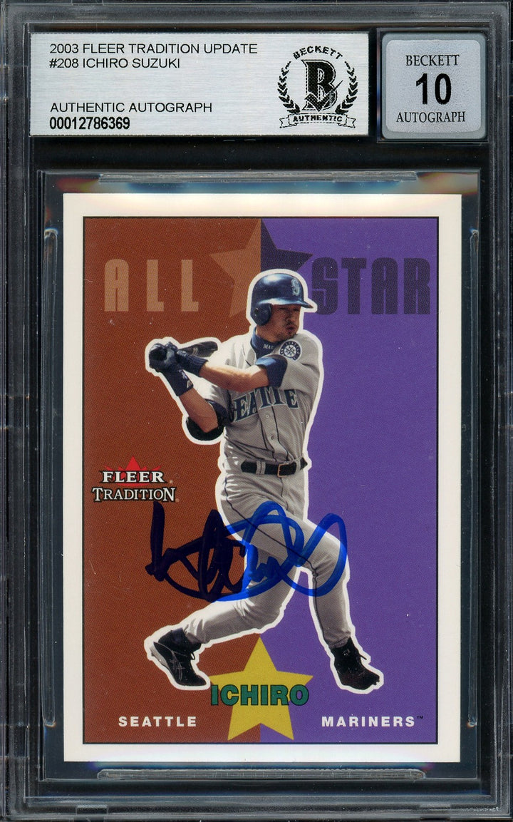 Ichiro Suzuki Auto 2003 Fleer Tradition Update Card U208 Mariners Sig 10 Beckett