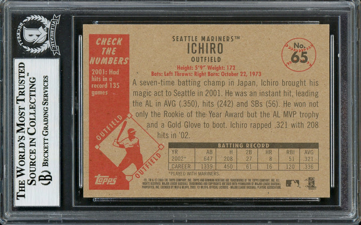 Ichiro Suzuki Signed 2003 Bowman Heritage Card 65 Mariners Beckett #12785974