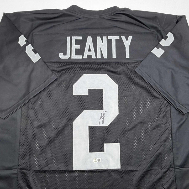 Autographed/Signed Ashton Jeanty Oakland Black Jersey Beckett BAS COA