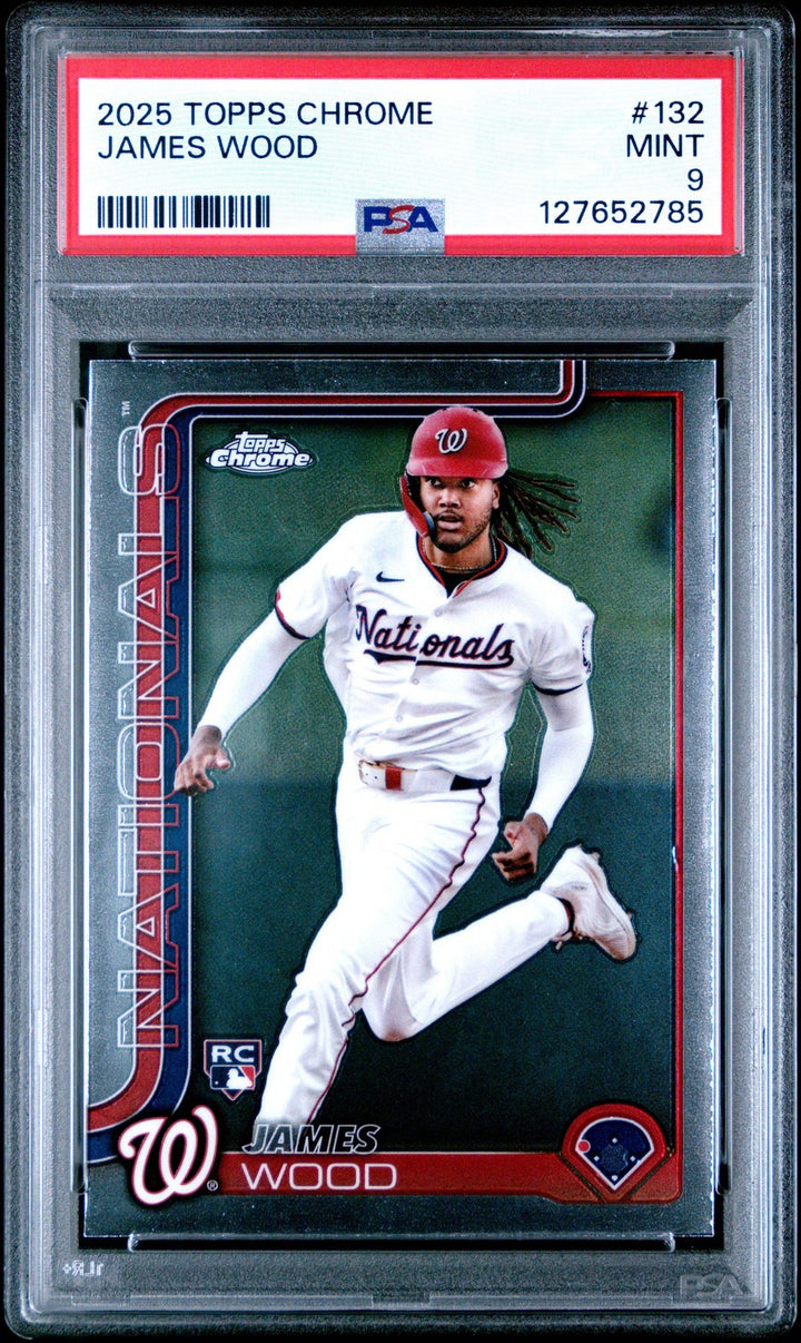Graded 2025 Topps Chrome James Wood #132 Rookie RC Baseball Card PSA 9 Mint