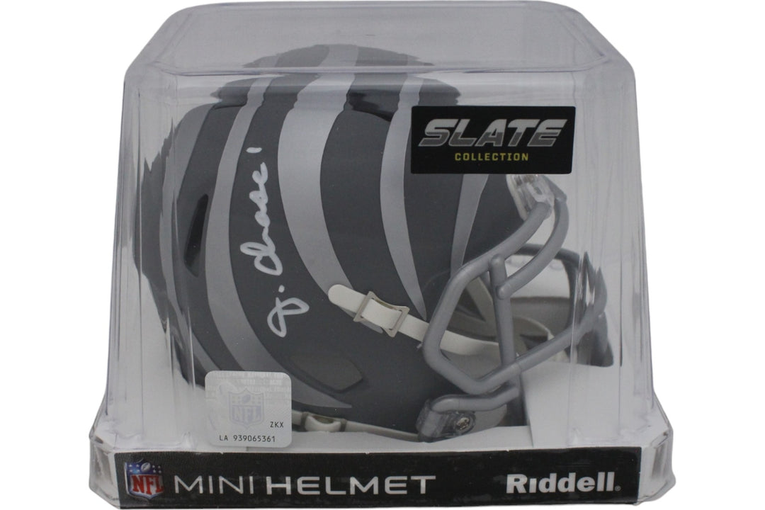 Ja'Marr Chase Autographed Cincinnati Bengals Slate Mini Helmet Beckett 47542