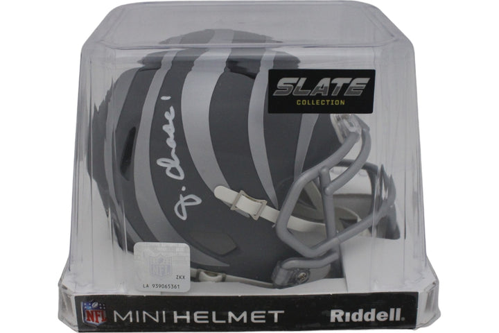 Ja'Marr Chase Autographed Cincinnati Bengals Slate Mini Helmet Beckett 47542