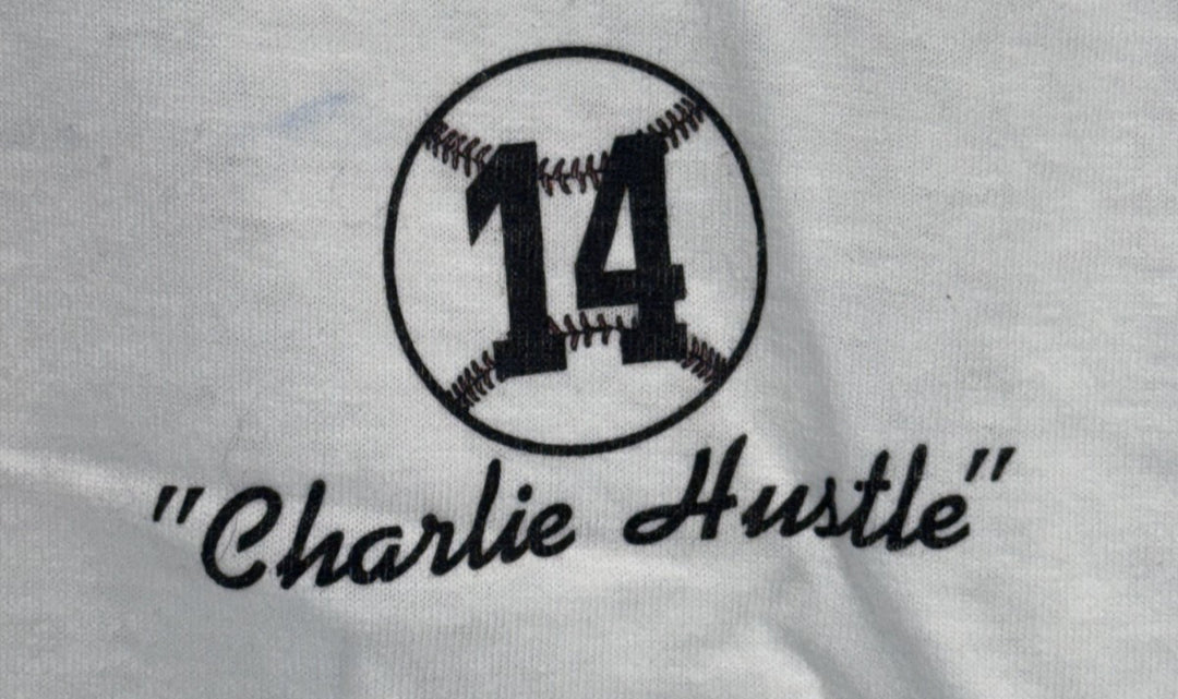 Pete Rose Signed BallPark Cafe Charlie Hustle T Shirt Hit King Auto CBM COA
