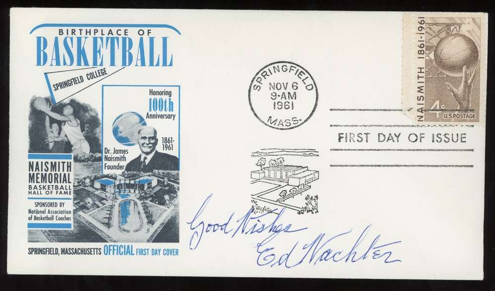 Ed Wachter PSA DNA Coa Signed 1961 FDC First Day Cover Cache Autograph