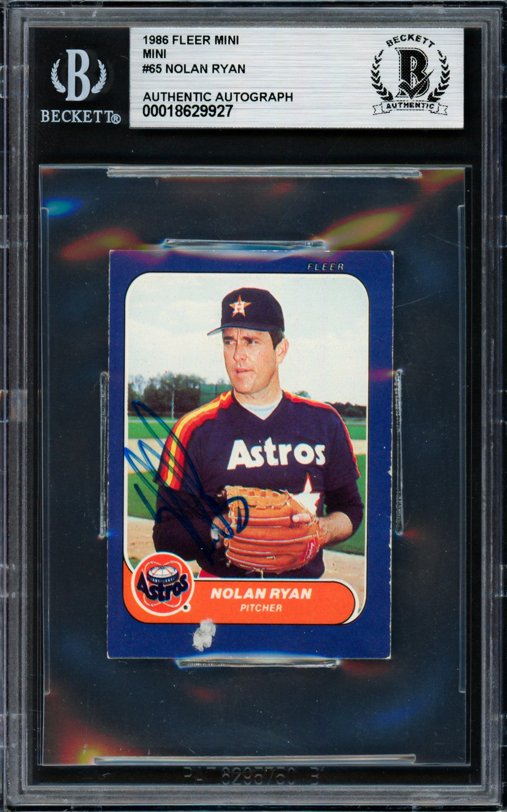 Nolan Ryan Signed 1986 Fleer Mini Card 65 Houston Astros Beckett #18629927