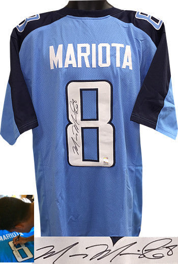 Marcus Mariota signed Columbia Blue Stitched Pro Style Jersey  XL - MARIOTA HOLO