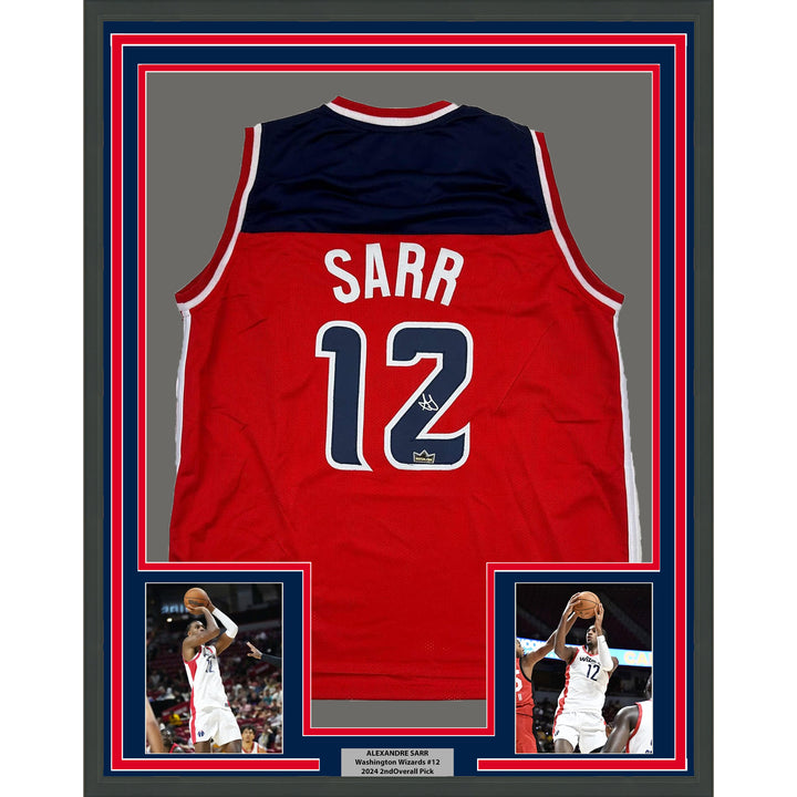 Framed Facsimile Autographed Alexandre Sarr 35x39 Red Reprint Laser Auto Jersey