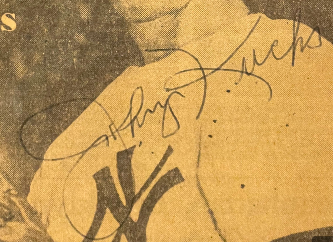 Johnny Kucks signed 1955 New York World Telegram/ Sun Sports 5.5x8.5 Newspaper-C