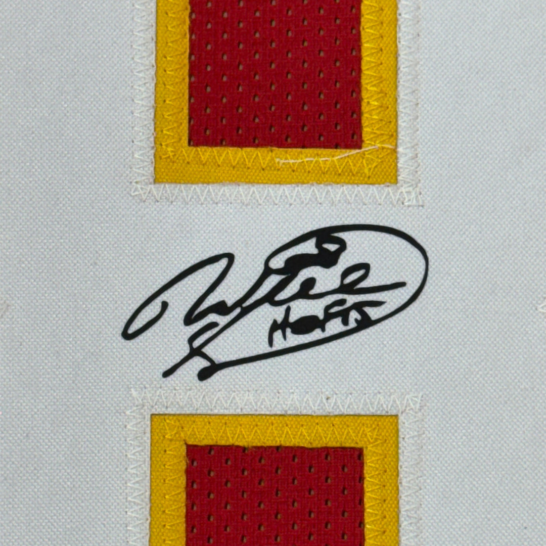 Framed Facsimile Autographed Will Shields 33x42 Red Reprint Laser Auto Jersey