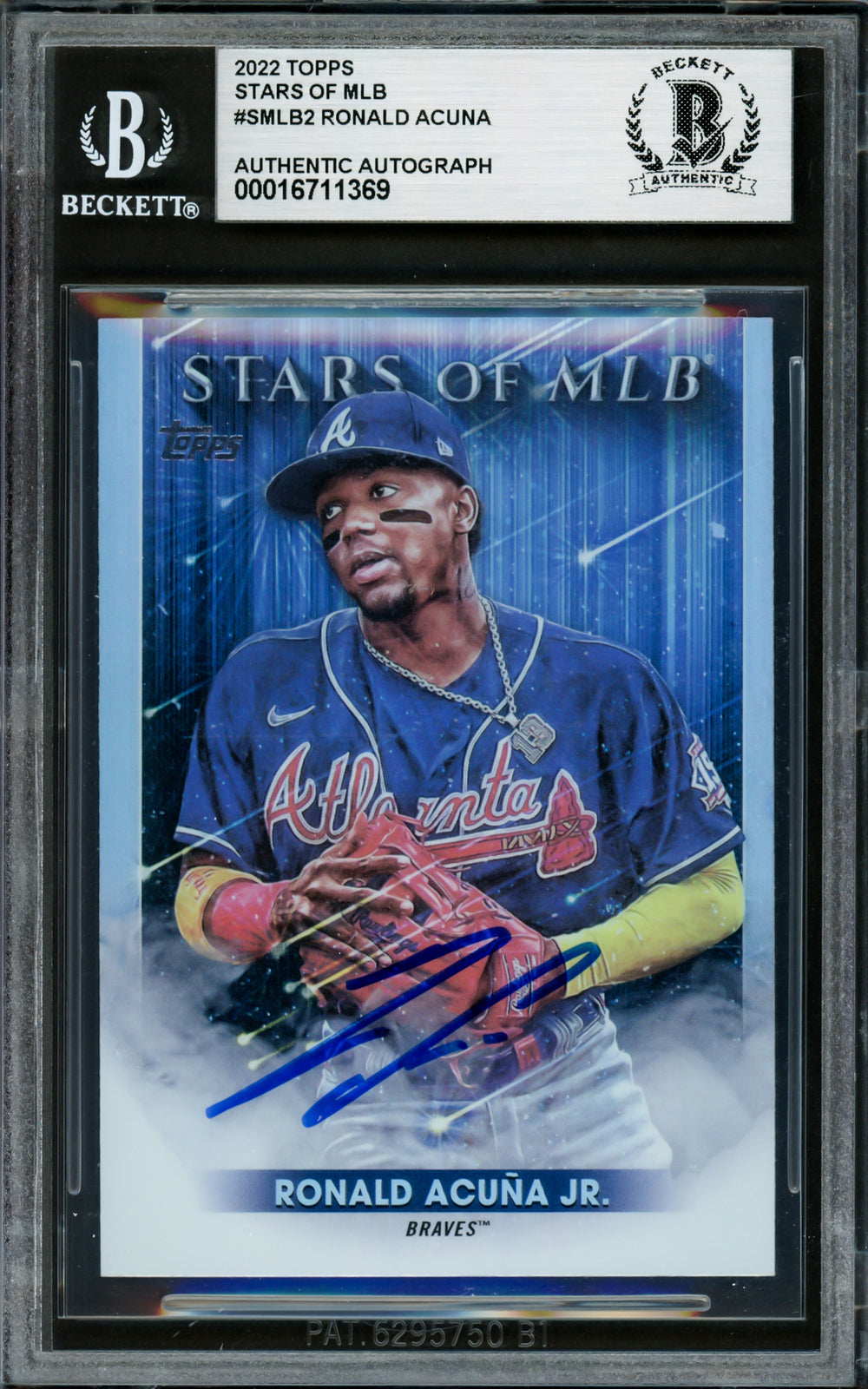 Ronald Acuna Jr Auto 2022 Topps Stars of MLB Card SMLB-2 Braves Beckett 16711369