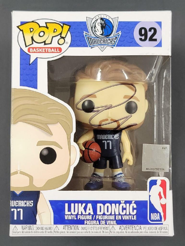 Luka Doncic autograph Mavs signed Funko POP w/ photo proof & Beckett BAS COA