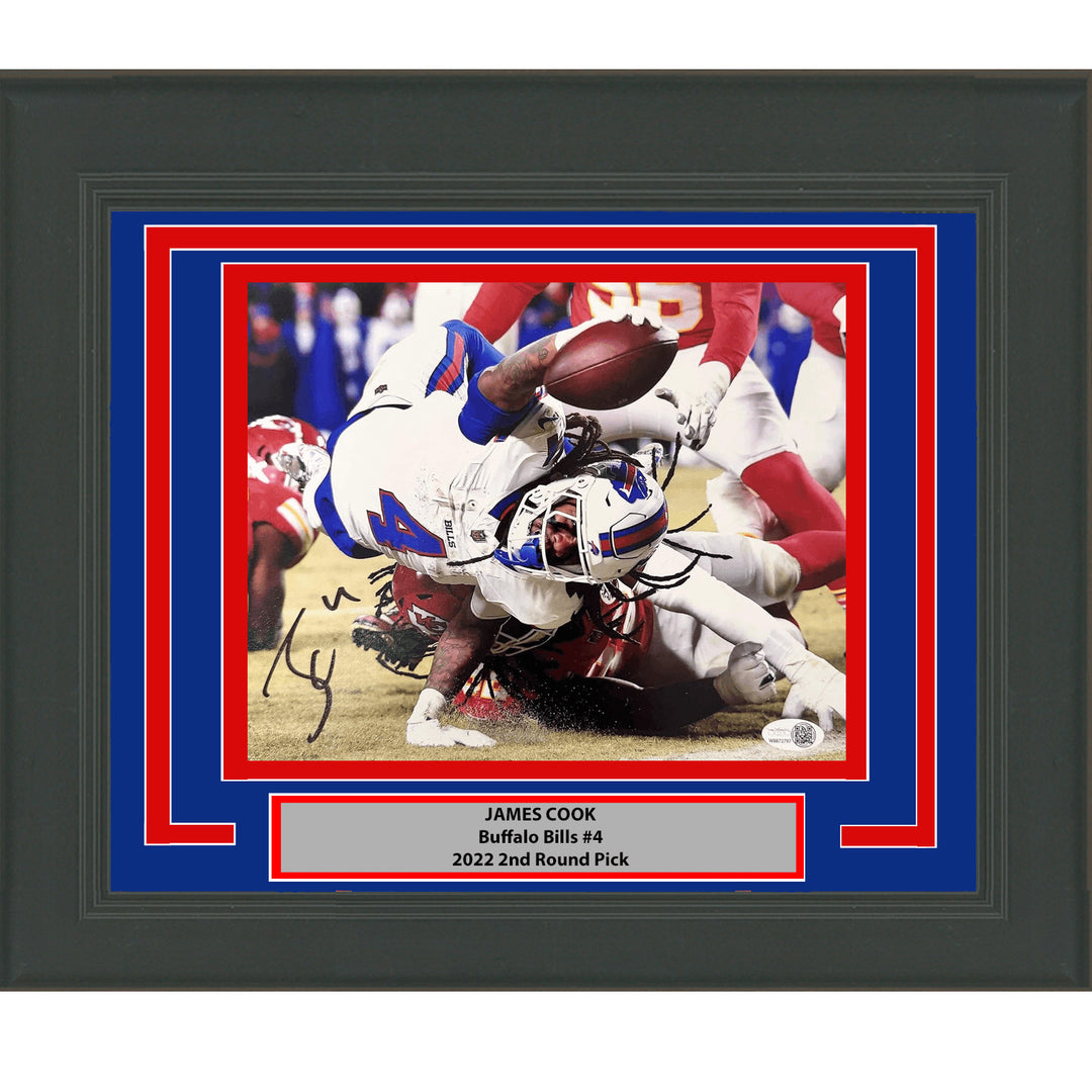 Framed Autographed/Signed James Cook Buffalo Bills 8x10 Photo JSA COA