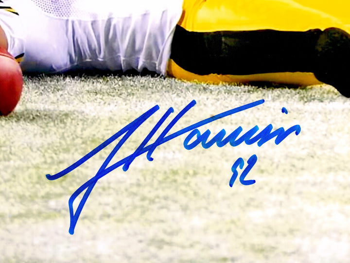 James Harrison Signed 16x20 Photo Pittsburgh Steelers SB XLIII Interception