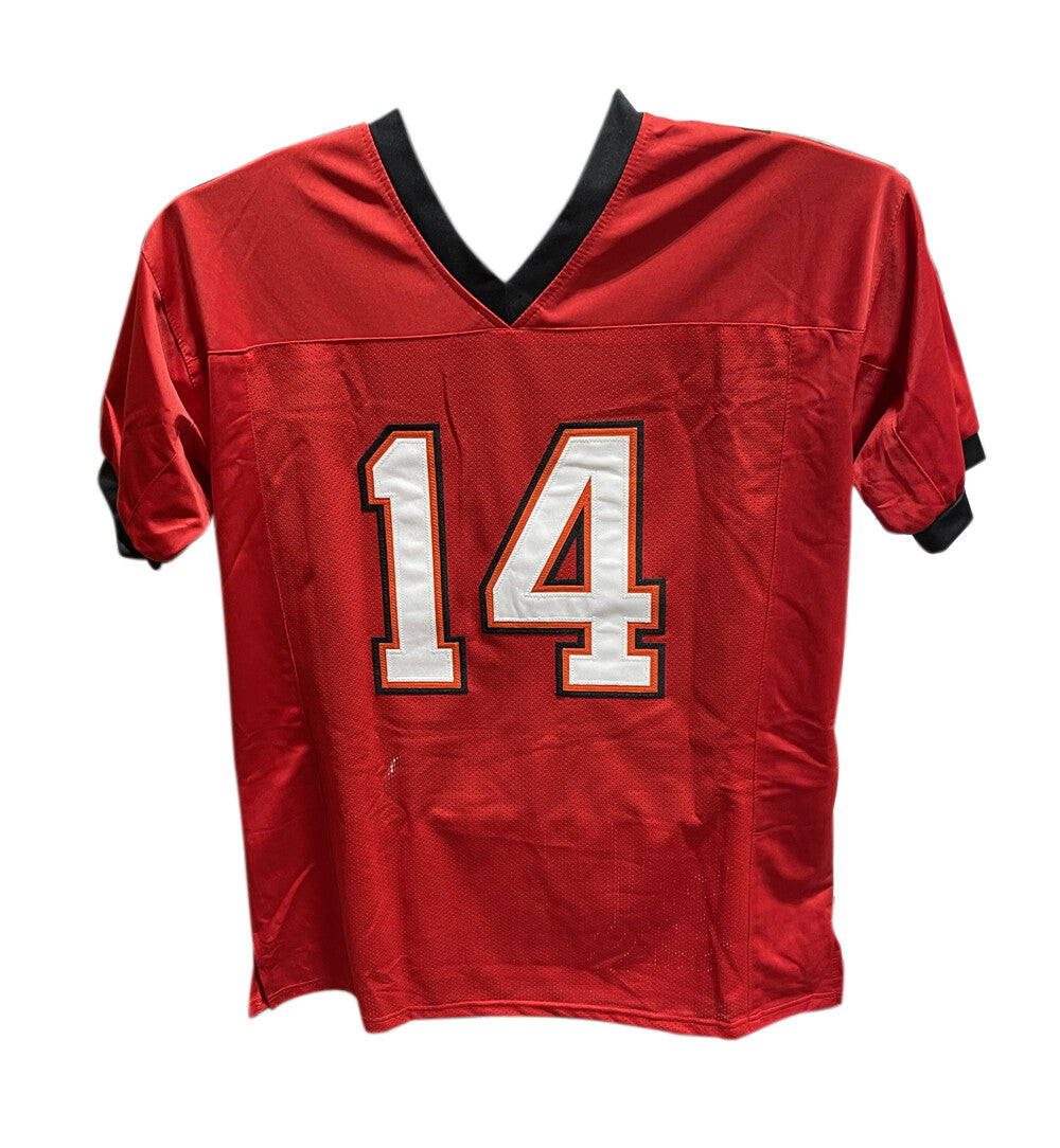 Brad Johnson Autographed/Signed Pro Style Jersey Red SB Champs Beckett 40423