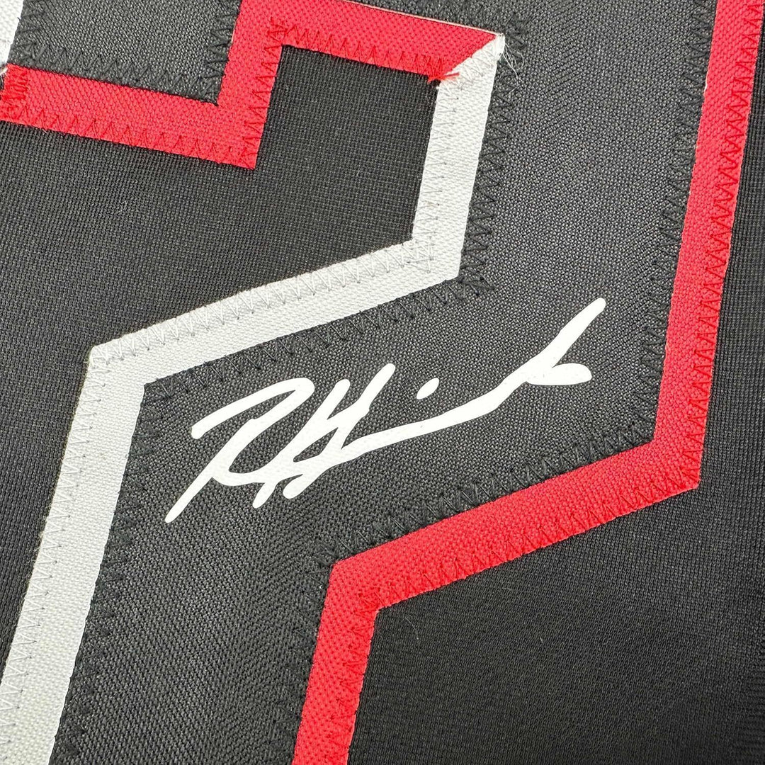 Framed Facsimile Autographed Rece Hinds 35x39 Black Reprint Laser Auto Jersey
